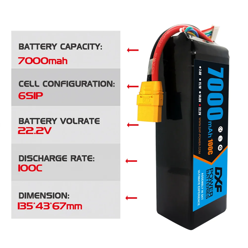 Akumulator DXF 6S Lipo 22,2 V  – 6S Lipo Battery 22.2V 5000Mah recenzja i cena