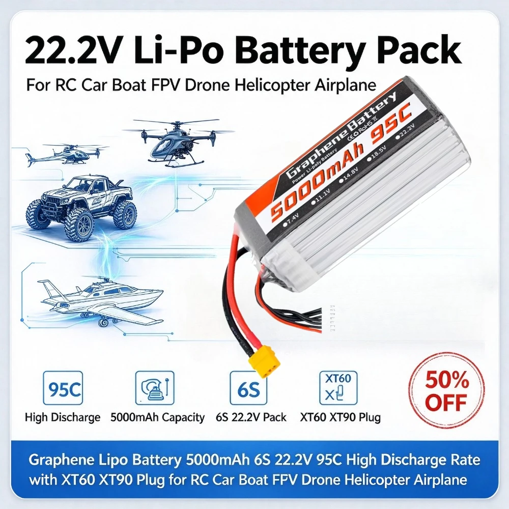 Akumulator LiPo 5000 mAh, 6S,  – 6S Lipo Battery 22.2V 5000Mah recenzja i cena